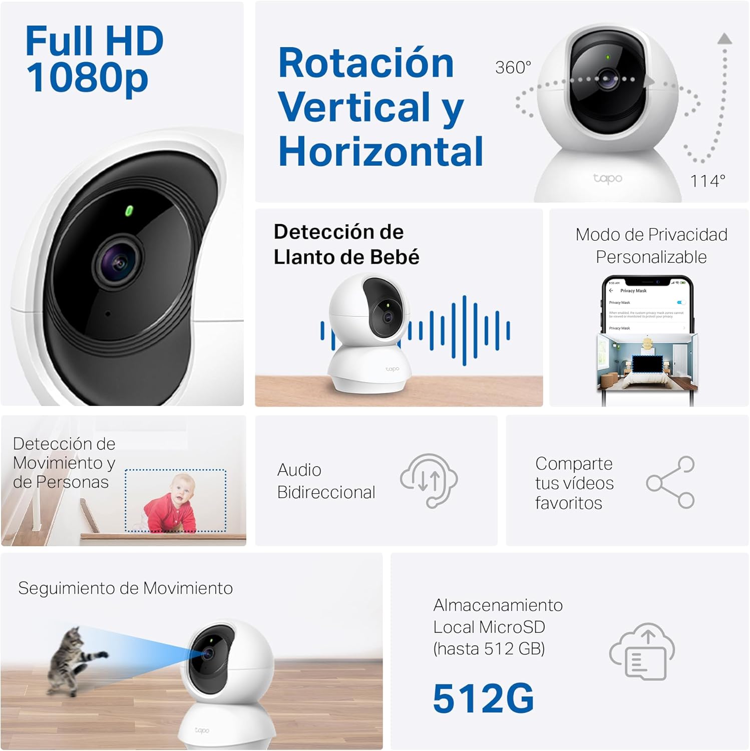 Cámara IP Wifi 360° Cámara De Vigilancia FHD 1080P