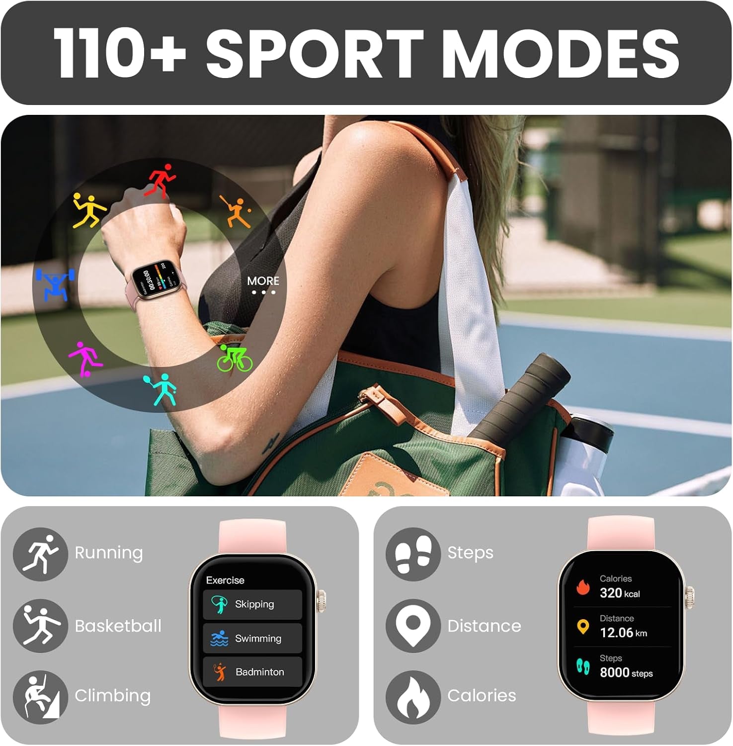 Reloj Inteligente Mujer Hombre Con Llamadas Bluetooth, 2.01