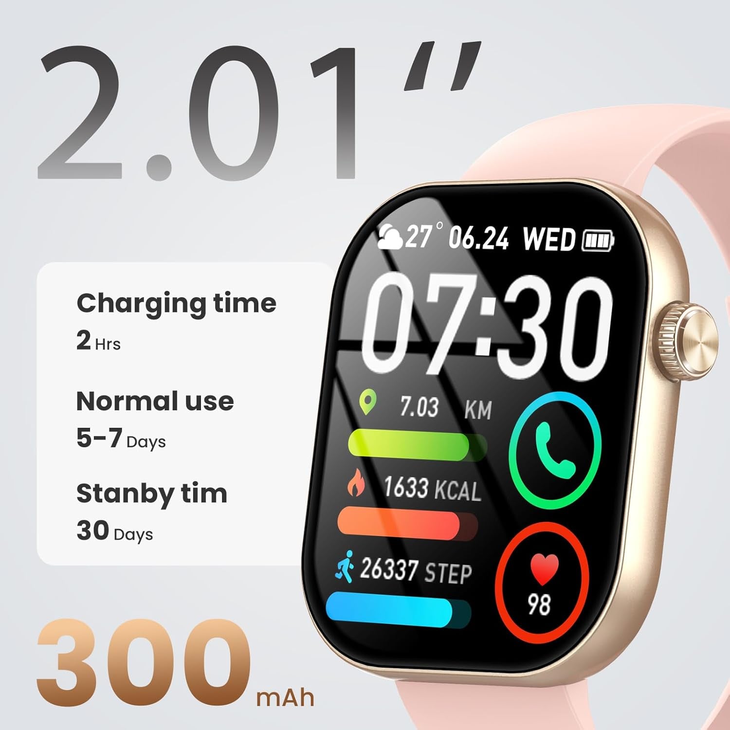 Reloj Inteligente Mujer Hombre Con Llamadas Bluetooth, 2.01
