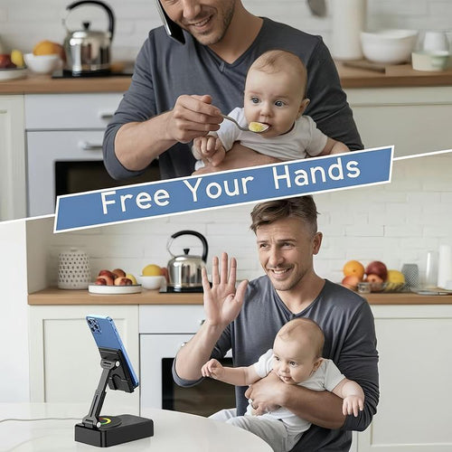 Altavoz Bluetooth 5 en 1 con Luz LED, Soporte Plegable 300°