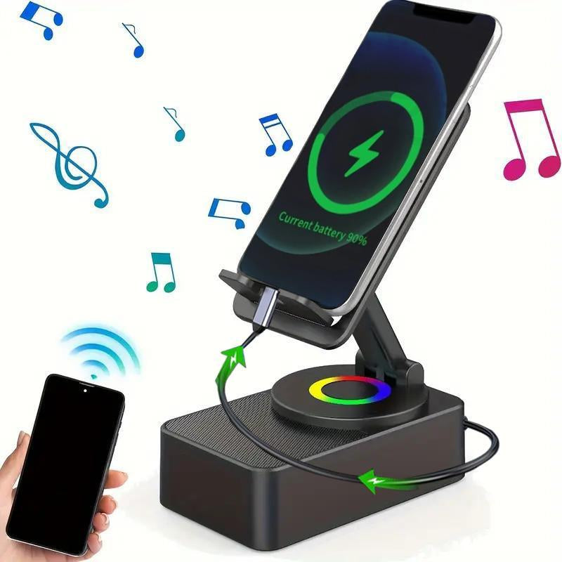 Altavoz Bluetooth 5 en 1 con Luz LED, Soporte Plegable 300°
