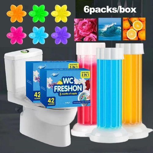 6 Aromas Florales, Limpieza Automática y Frescura Duradera, Gel Aromatizante para el Hogar